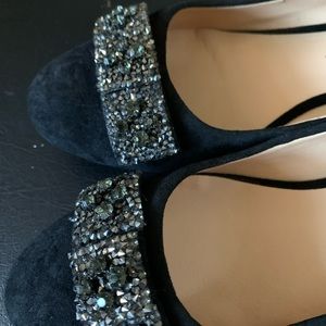 JESSICA SIMPSON EMBELLISHED BLACK SUEDE SHOES 8.5